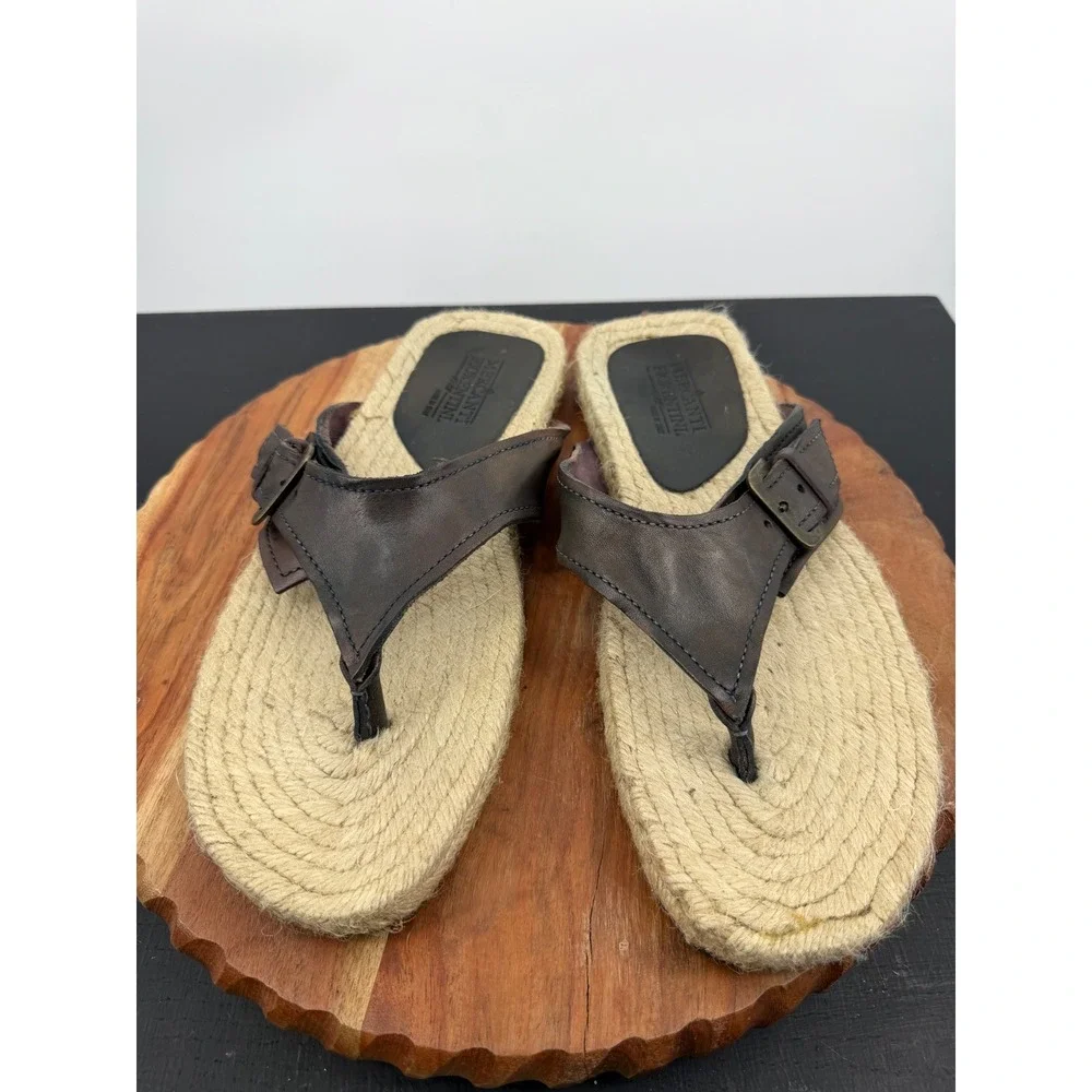 Mercanti Fiorentini MF5715 Sandals Mens 11 Brown Leather Espadrille Flip Flops